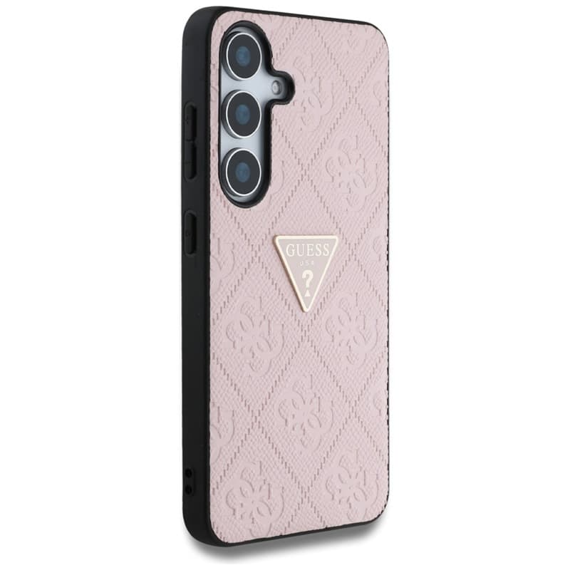 Guess Hot Stamp 4G Pattern Triangle Metal Logo - Case for Samsung Galaxy S25 (pink) 4