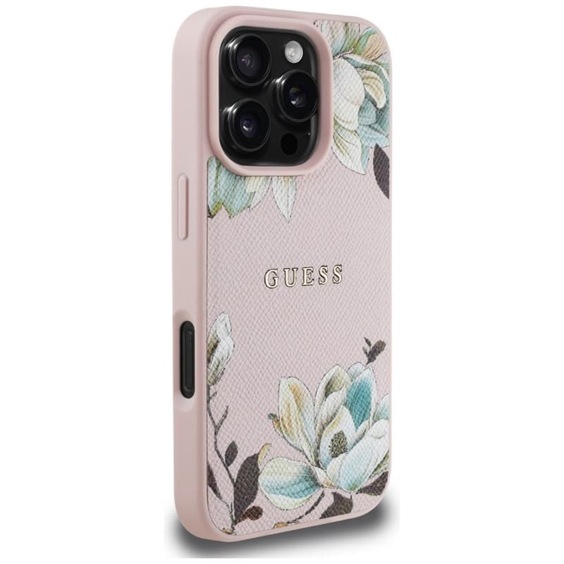 Guess Grained Printed Flower Pattern MagSafe - Case for iPhone 16 Pro Max (pink) 4