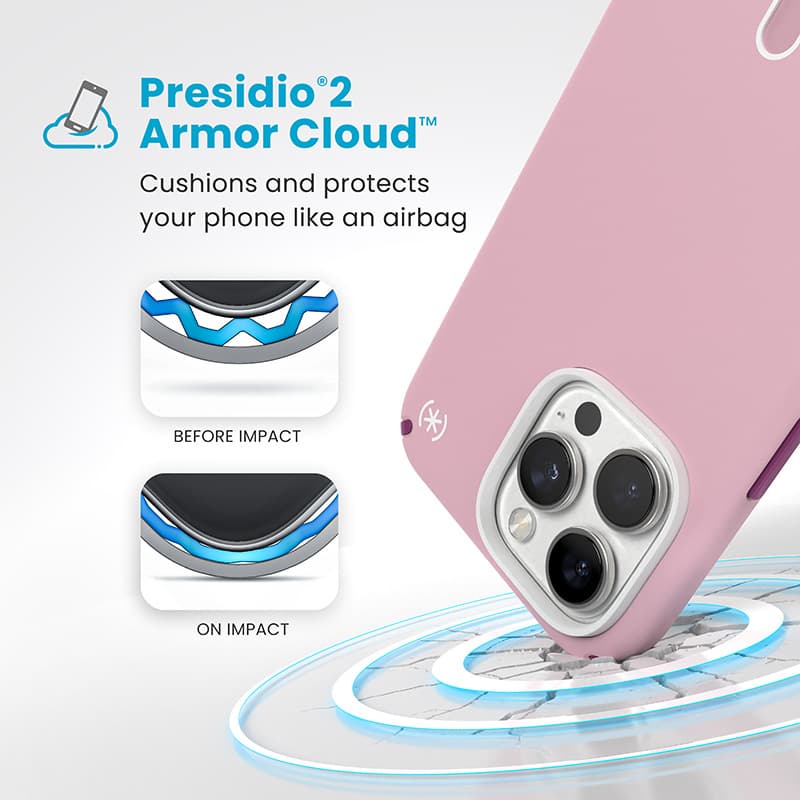 Speck Presidio2 Pro ClickLock & MagSafe - iPhone 16 Pro Max Case (Wednesday Pink / Boysenberry Purple / White) 3