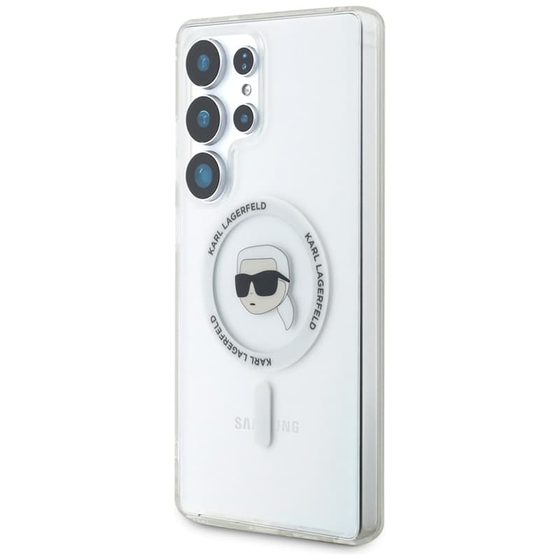 Karl Lagerfeld Button Karl Head Printed Logo MagSafe - Case for Samsung Galaxy S25 Ultra (White) 2