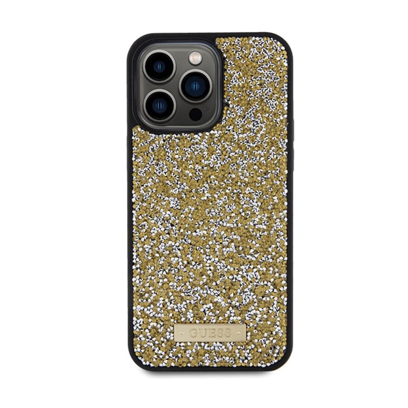 Guess Rhinestone Metal Logo - Case for iPhone 15 Pro (Yellow) 3
