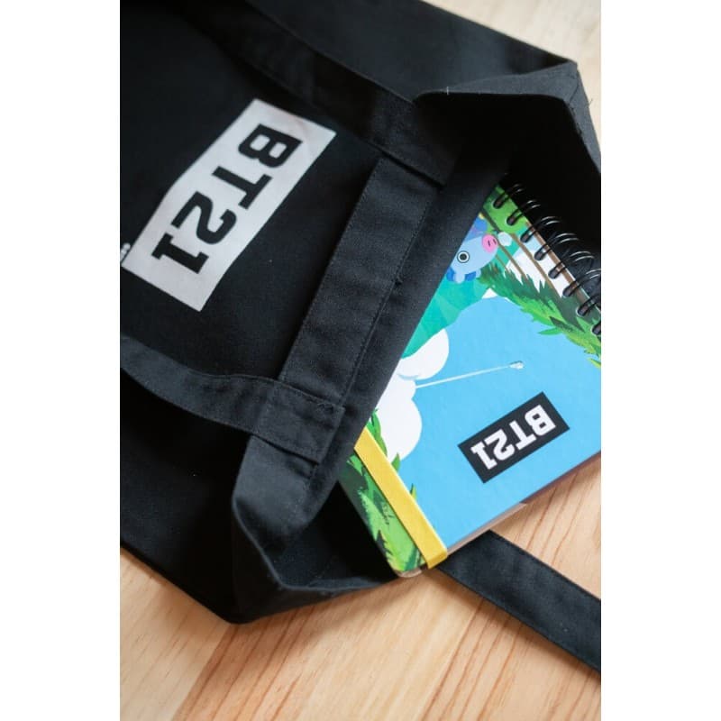 BT21 - Fabric shopping bag 28x40 cm (Black) 5