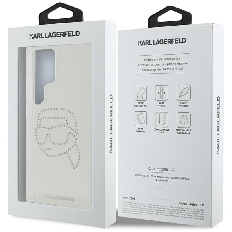 Karl Lagerfeld Rhinestones Karl Head Logo - Case for Samsung Galaxy S25 Ultra (Transparent) 8