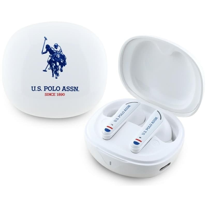 US Polo Assn DH Logo - TWS Earphones + Charging Case (White) 1