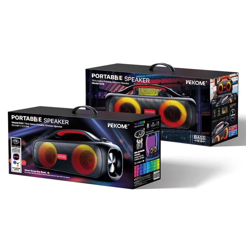 WEKOME D38 Yinla Series - V5.0 30W RGB LED Portable Wireless Bluetooth Speaker (Black) 3