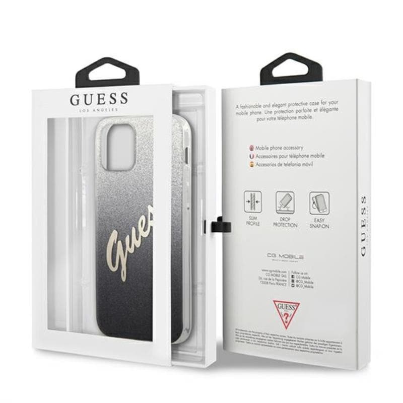 Guess Glitter Gradient Script - iPhone 12 / iPhone 12 Pro Case (Black) 8