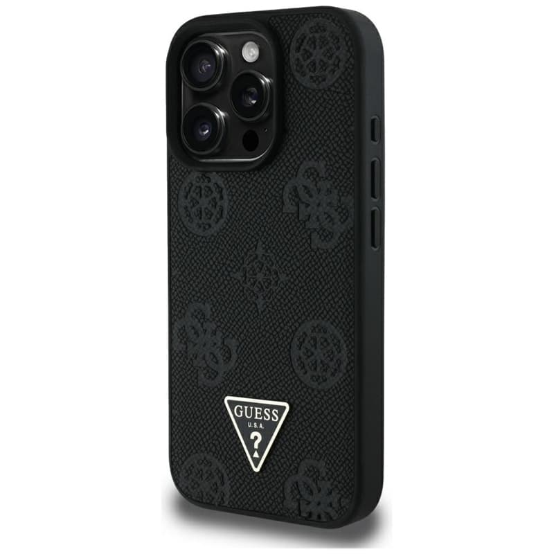 Guess Grained Hot Stamp Peony Triangle Logo MagSafe - Case for iPhone 16 Pro Max (black) 2