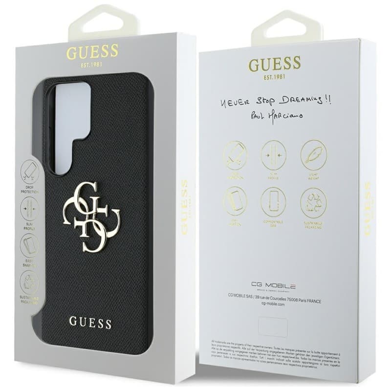 Guess Grained Big 4G Logo Small Classic Logo - Case for Samsung Galaxy S25 Ultra (black) 8