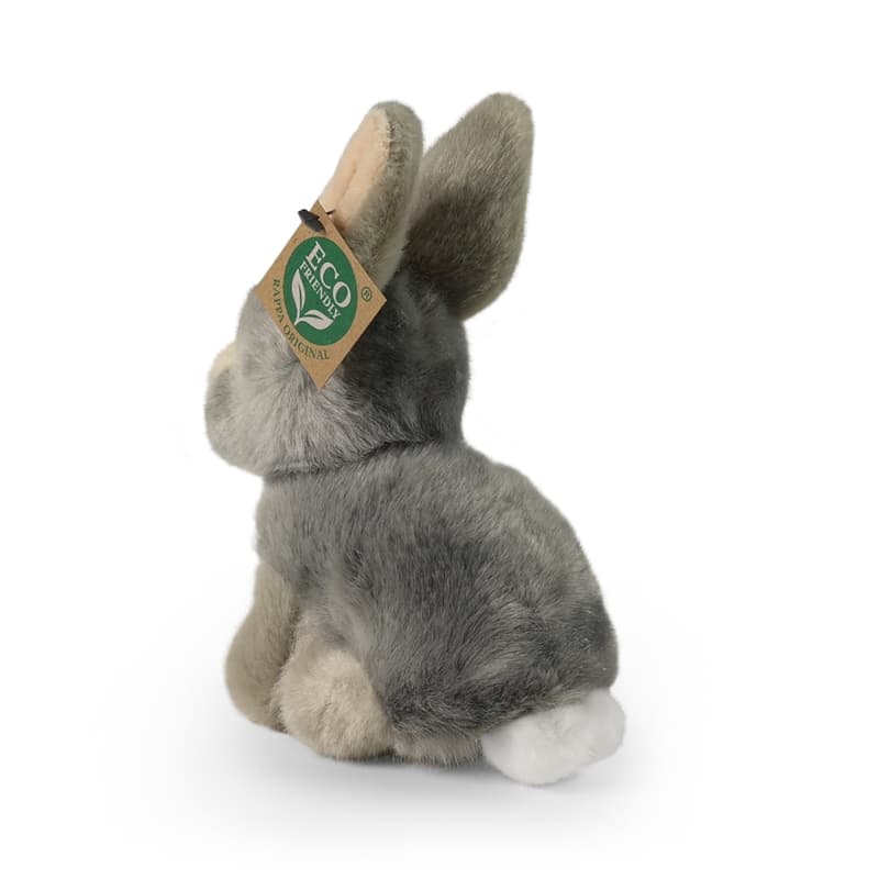 Rappa - Plush realistic mascot gray rabbit sitting 16 cm Eco-Friendly 4