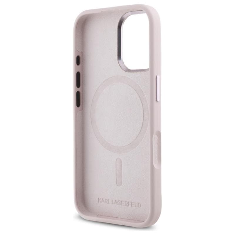 Karl Lagerfeld Silicone Shadow Metal Initial MagSafe - Case for iPhone 16 (pink) 7