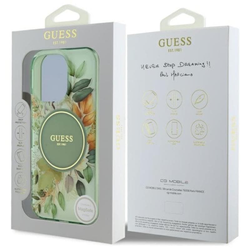 Guess IML Flower & Tonal Circle MagSafe - Case for iPhone 16 Pro (Green) 7