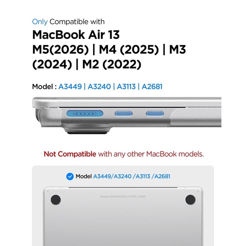 Spigen AirSkin - MacBook Air Case 13.6" (M5/M4/M3/M2/2026-2022) (Frost Clear) 6