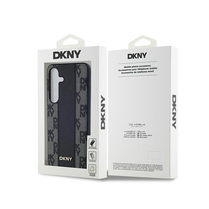 DKNY Leather Checkered Mono Pattern MagSafe - Case for Samsung Galaxy S24+ (Black) 8