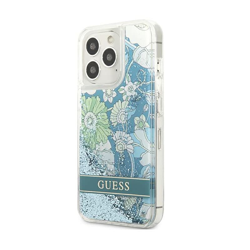 Guess Liquid Glitter Flower – Cover for iPhone 13 Pro Max (Blue/Green) 2