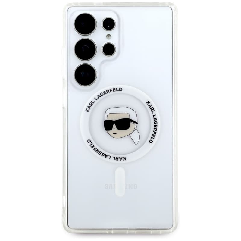 Karl Lagerfeld Button Karl Head Printed Logo MagSafe - Case for Samsung Galaxy S25 Ultra (White) 3