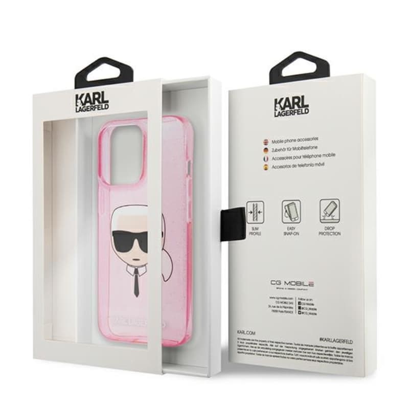 Karl Lagerfeld Karl’s Head Glitter - Case for iPhone 13 Pro Max (Pink) 8