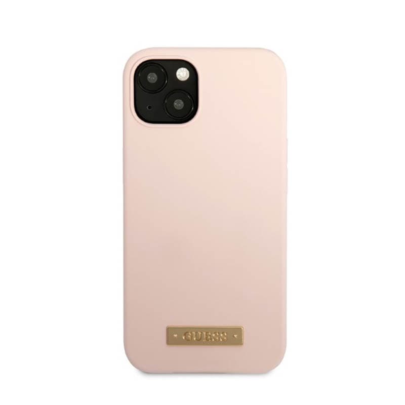 Guess Silicone Logo Plate MagSafe - Case for iPhone 13 (Pink) 3
