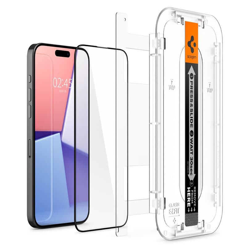 Spigen GLAS.TR EZ FIT FC - Tempered Glass for iPhone 15 Pro (Black Frame) 2