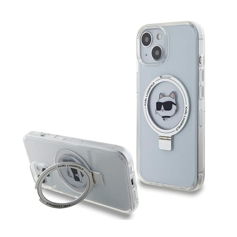 Karl Lagerfeld Ring Stand Choupette Head MagSafe - iPhone 15 Case (white) 1