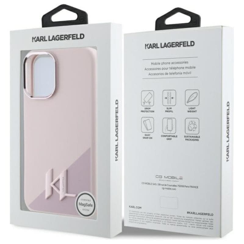 Karl Lagerfeld Silicone Shadow Metal Initial MagSafe - Case for iPhone 16 (pink) 8