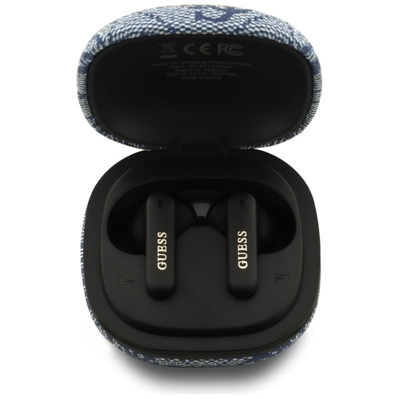 Guess 4G Classic Metal Logo - Bluetooth TWS ENC sluchátka + nabíjecí pouzdro (Modrá) 3
