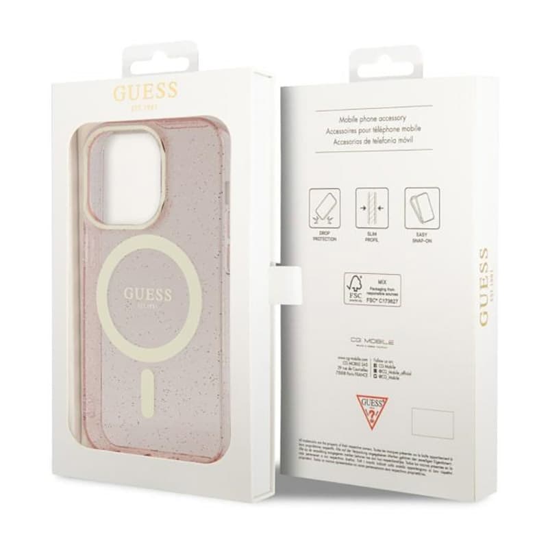Guess Glitter Gold MagSafe - Case for iPhone 14 Pro (Pink) 8