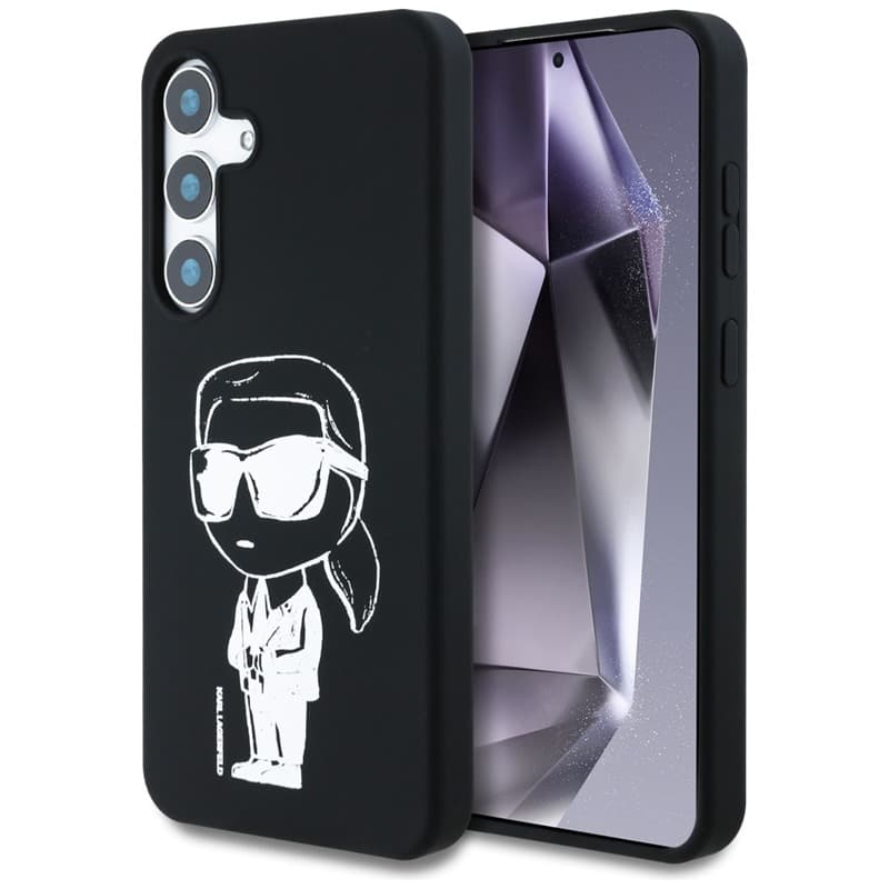 Karl Lagerfeld Silicone Graffiti Ikonik Printed Logo MagSafe - Case for Samsung Galaxy S25 (Black) 1