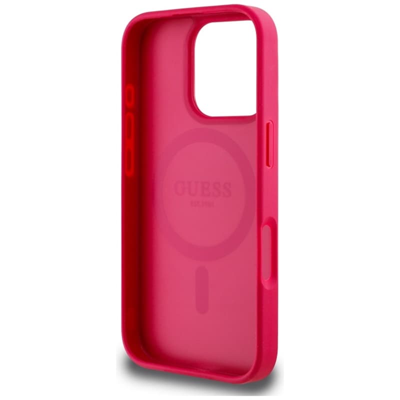 Guess Grained Printed Flower Pattern MagSafe - Case for iPhone 16 Pro Max (fuchsia) 7