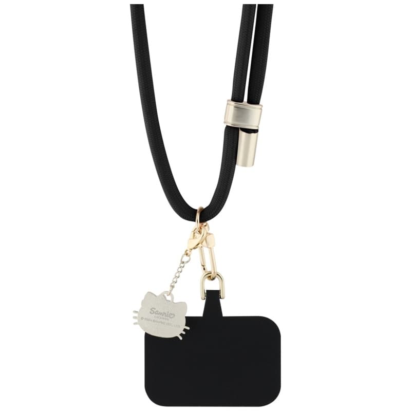 Hello Kitty Patch & Kitty Head Charm - Universal Phone Strap / Lanyard (Black) 4