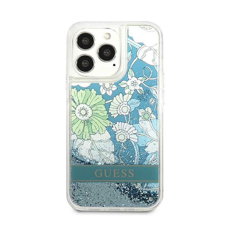 Guess Liquid Glitter Flower – Cover for iPhone 13 Pro Max (Blue/Green) 3
