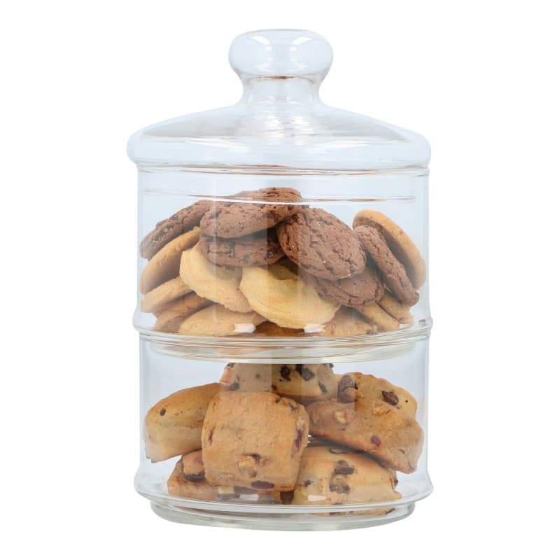 Alpina - Glass container / jar for sweets, 2 levels, 16x28 cm 2