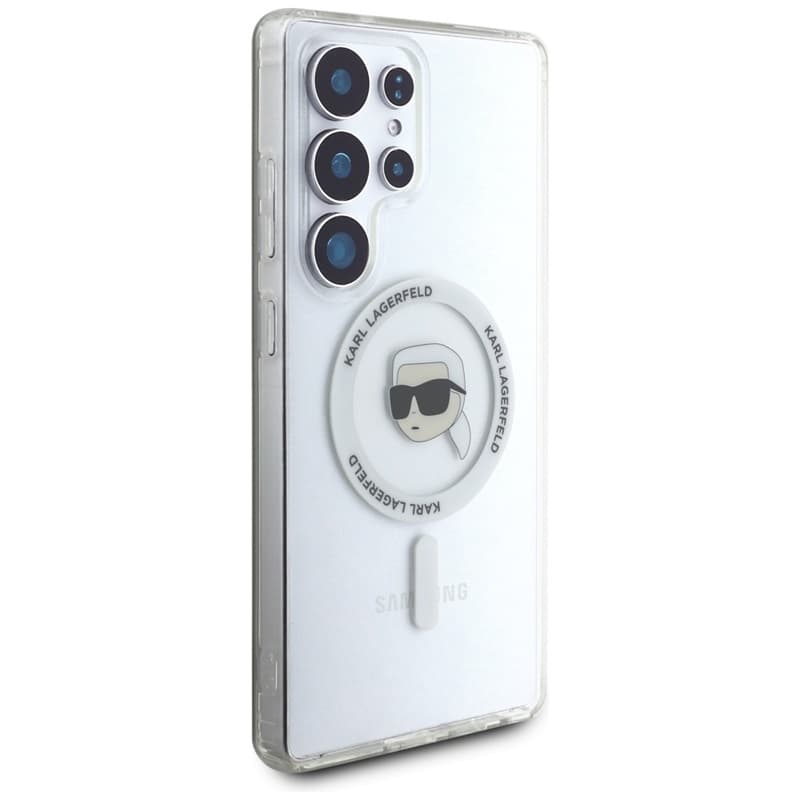 Karl Lagerfeld Button Karl Head Printed Logo MagSafe - Case for Samsung Galaxy S25 Ultra (White) 4
