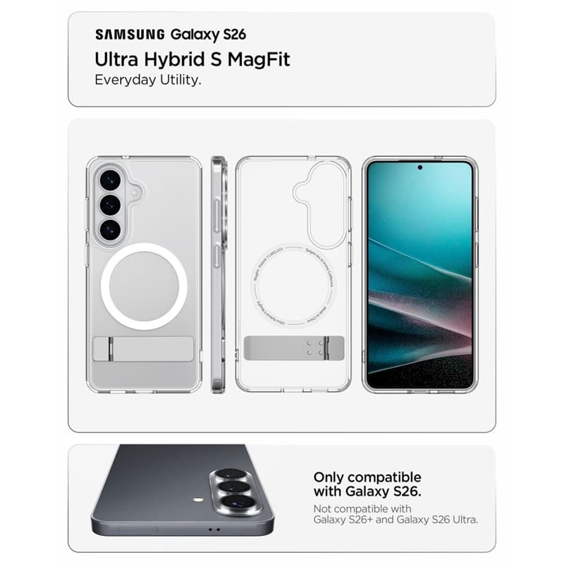 Spigen Ultra Hybrid S Mag MagSafe - Case for Samsung Galaxy S26 (Clear/White) 7