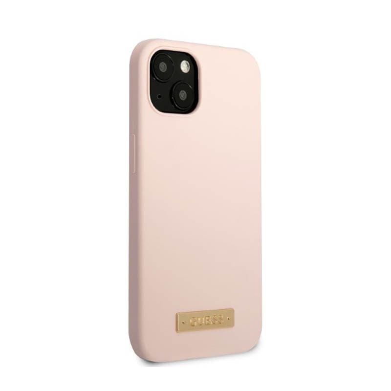 Guess Silicone Logo Plate MagSafe - Case for iPhone 13 (Pink) 4