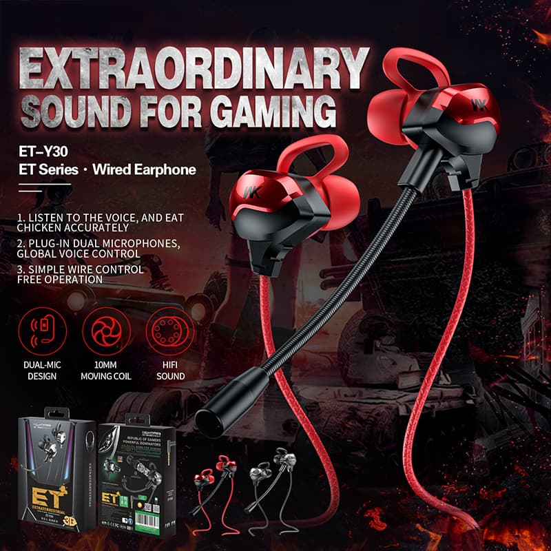 WEKOME ET-Y30 ET Series - 3.5mm jack wired headphones for gamers (Red) 2