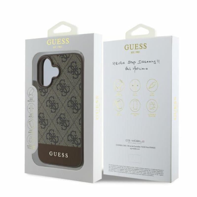 Guess 4G Bottom Stripe - Case for iPhone 16 (brown) 5