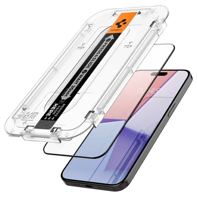 Spigen GLAS.TR EZ FIT FC - Tempered Glass for iPhone 15 Pro (Black Frame) 3