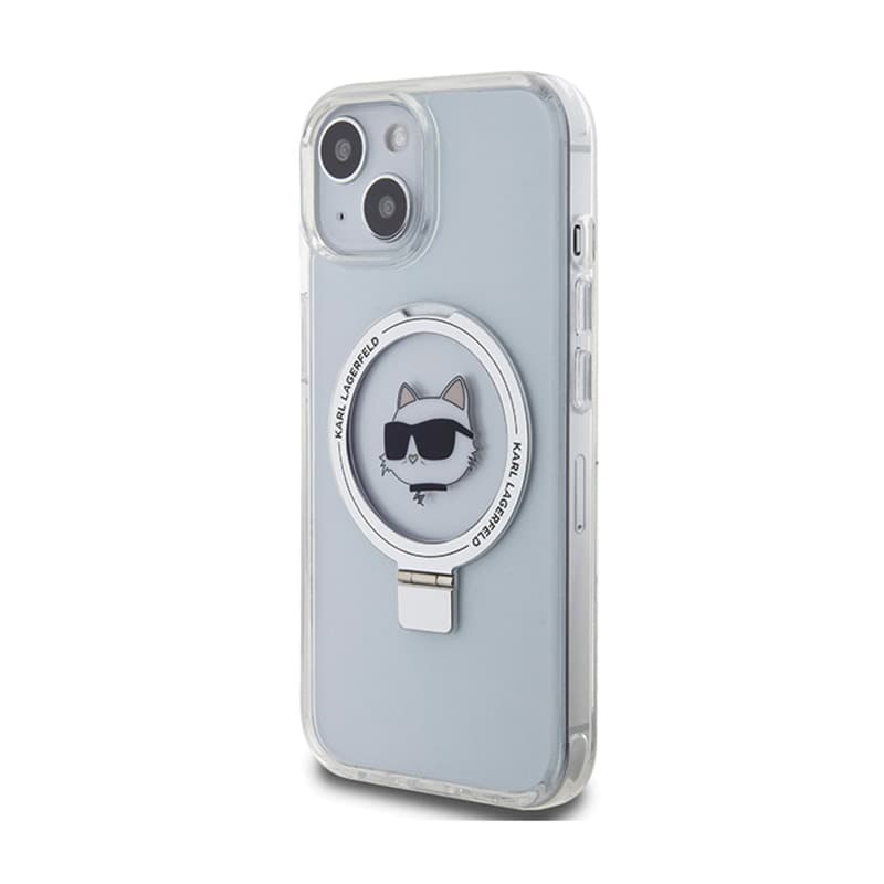 Karl Lagerfeld Ring Stand Choupette Head MagSafe - iPhone 15 Case (white) 2