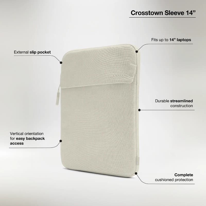 Incase Crosstown Sleeve with Woolenex - Case with Pocket for MacBook Pro 14" (M4/M3/M2/M1/2024-2021) (Limestone) 6