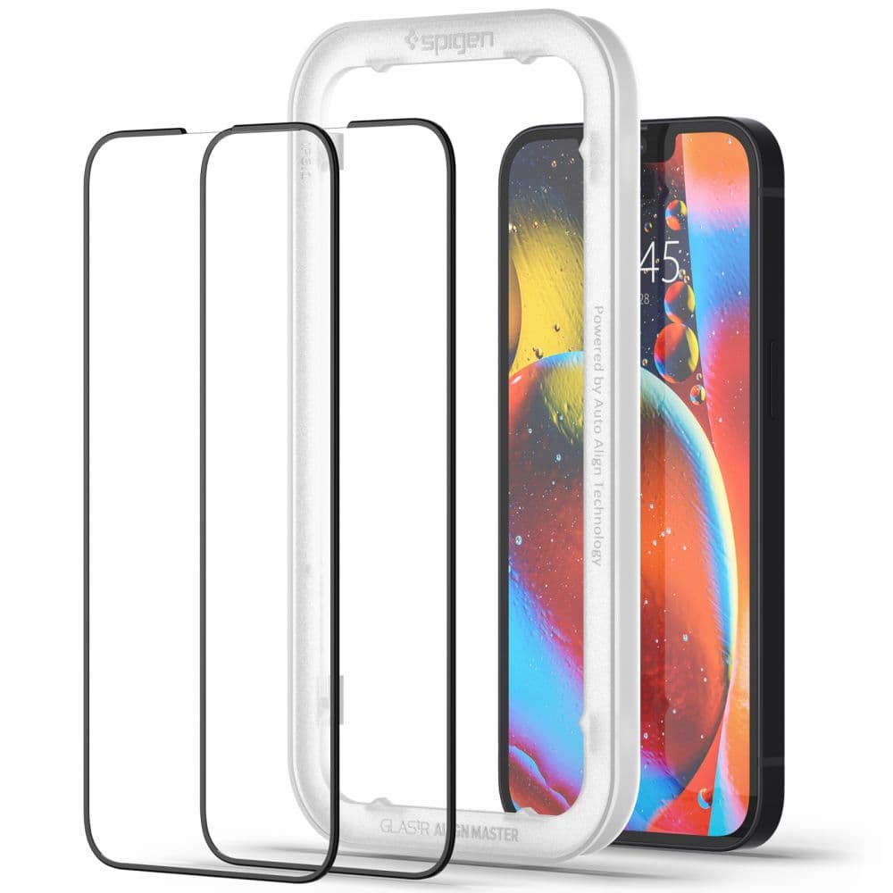 Spigen Alm Glass FC 2-Pack - Tempered Glass for iPhone 17e / 16e / 14 / 13 / 13 Pro 2 pcs (Black Frame) 2