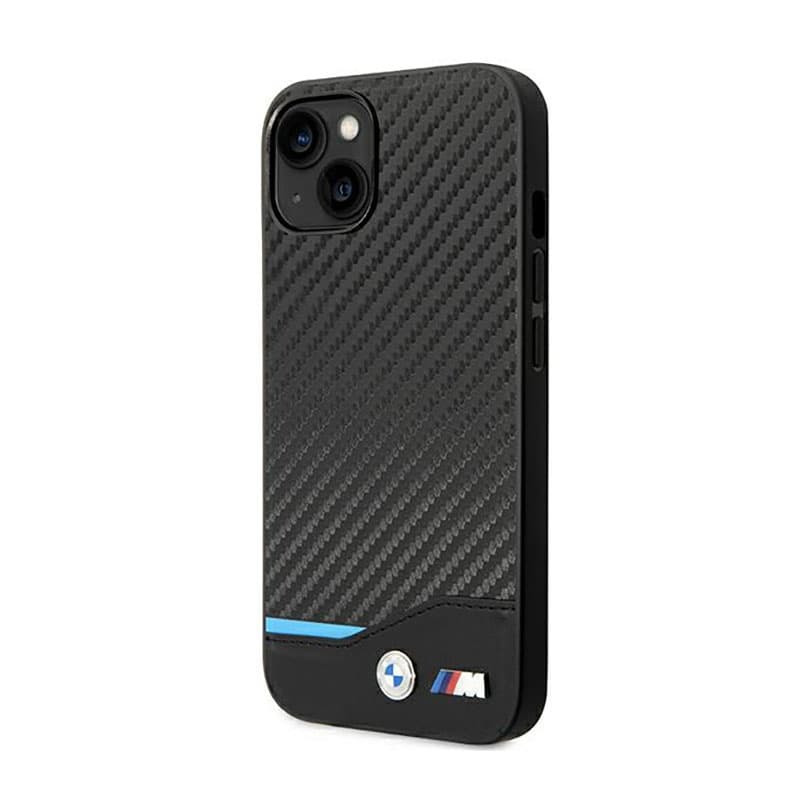 BMW Leather Carbon Blue Line - Case for iPhone 14 Plus (Black) 2