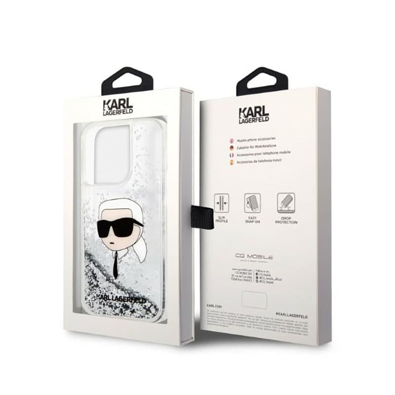 Karl Lagerfeld Liquid Glitter NFT Karl's Head - Case for iPhone 14 Pro (Silver) 8