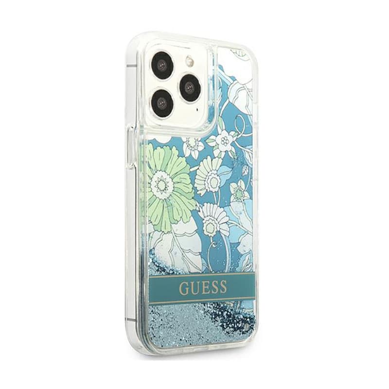 Guess Liquid Glitter Flower – Cover for iPhone 13 Pro Max (Blue/Green) 4