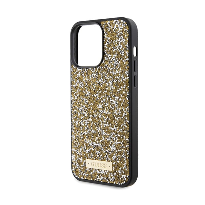 Guess Rhinestone Metal Logo - Case for iPhone 15 Pro (Yellow) 6