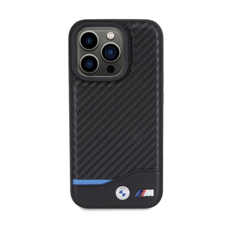 BMW Leather Carbon Blue Line - Case for iPhone 15 Pro (black) 3