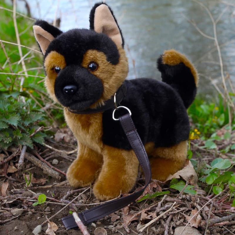 Rappa - Plush realistic toy Standing German Shepherd Dog with Leash 23 cm Eco-Friendly 5