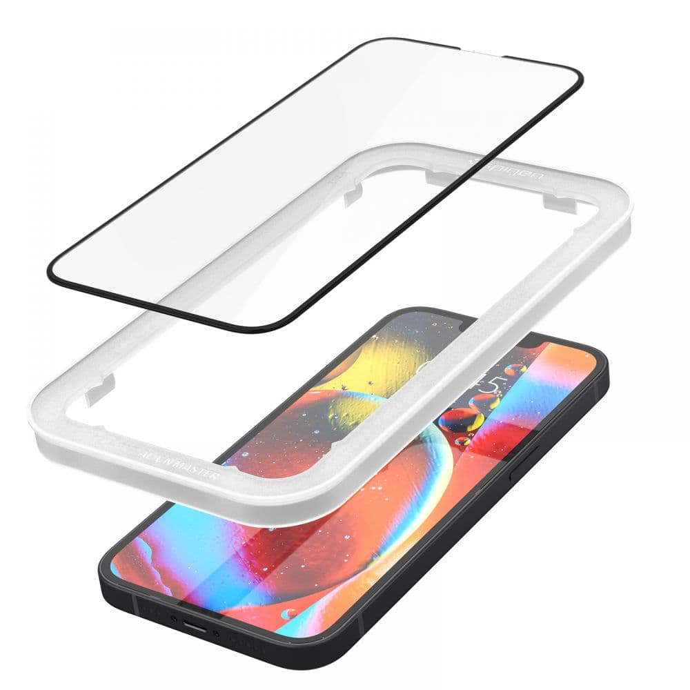 Spigen Alm Glass FC 2-Pack - Tempered Glass for iPhone 17e / 16e / 14 / 13 / 13 Pro 2 pcs (Black Frame) 3