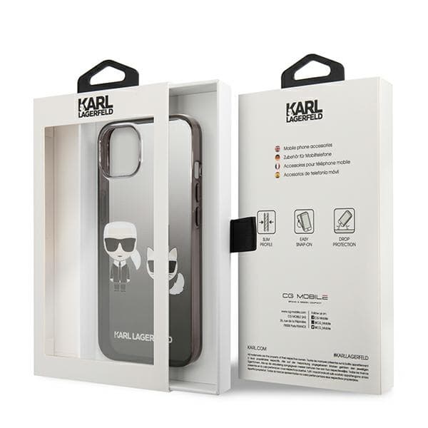 Karl Lagerfeld Gradient Ikonik Karl & Choupette - Case for iPhone 13 mini (Black) 7
