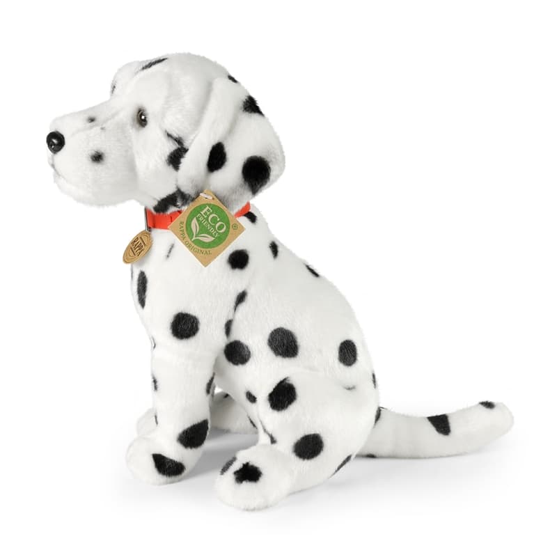 Rappa - Plush realistic Dalmatian dog mascot with collar sitting 30 cm Eco-Friendly 3