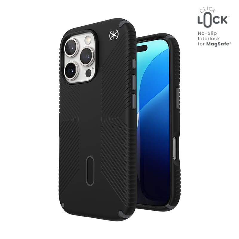 Speck Presidio2 Grip ClickLock & MagSafe - iPhone 16 Pro Case (Black / Slate Gray / White)